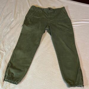 CAbi Olive Green Twill Jogger Pants